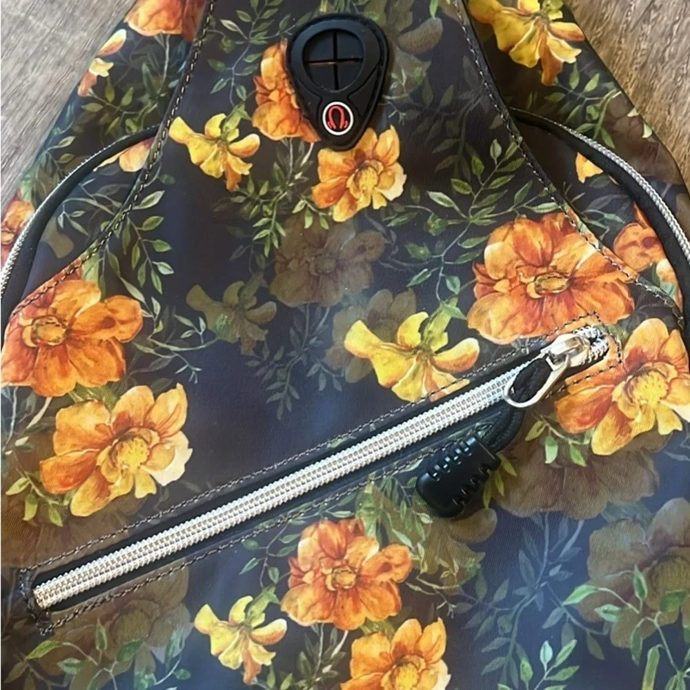 FINAL PRICE NEVER USED Floral Sling Bag  - Black and Orange